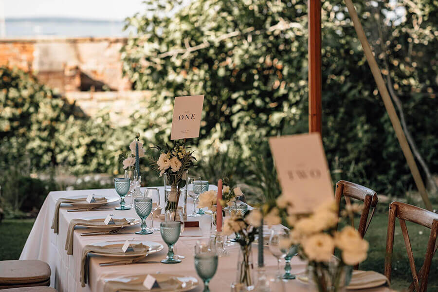 Garden wedding styling by Wed & Prosper, Isle of Wight